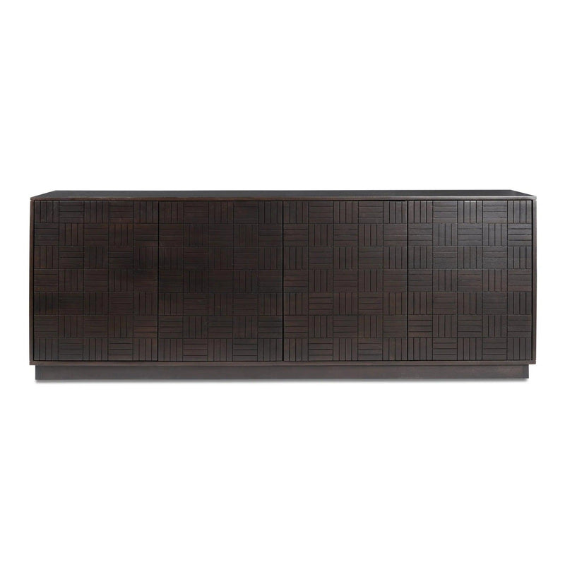 Denman Solid Mango Wood Dark Brown Sideboard With 4 Doors Sideboards LOOMLAN By Moe's Home