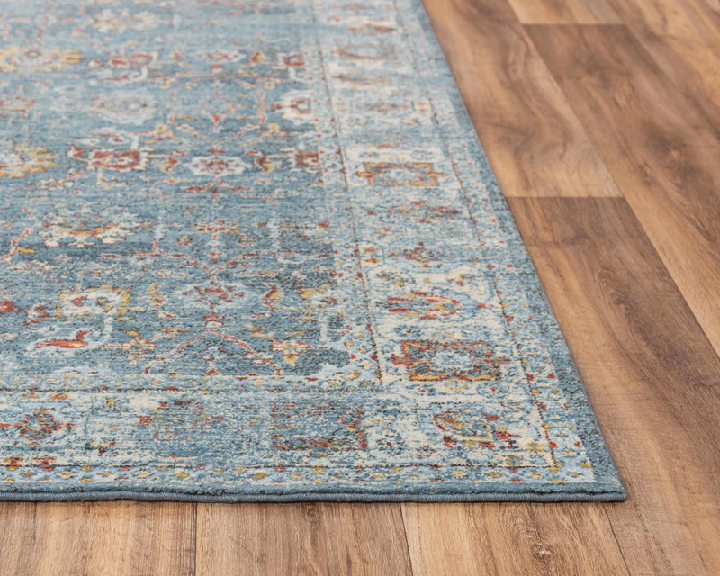 Deri Floral Blue/ Beige Large Area Rugs For Living Room Area Rugs LOOMLAN By LOOMLAN