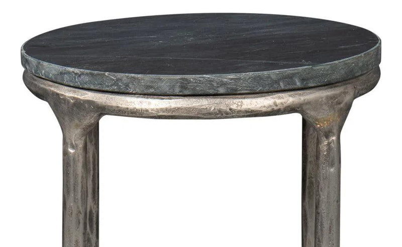 Derrick Iron and Marble Black Round End Table Side Tables LOOMLAN By Sarreid