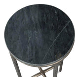 Derrick Iron and Marble Black Round End Table Side Tables LOOMLAN By Sarreid