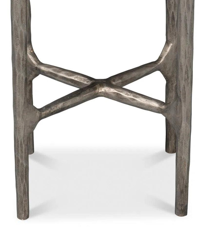 Derrick Iron and Marble Black Round End Table Side Tables LOOMLAN By Sarreid