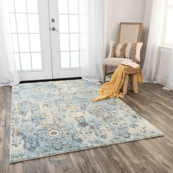 Deru Distressed Blue/ Beige Large Area Rugs For Living Room Area Rugs LOOMLAN By LOOMLAN