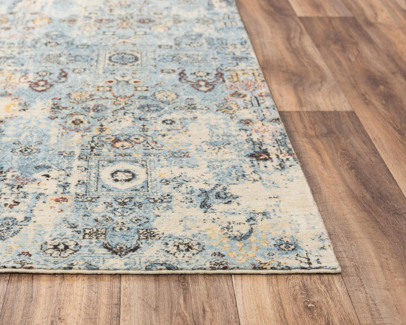 Deru Distressed Blue/ Beige Large Area Rugs For Living Room Area Rugs LOOMLAN By LOOMLAN