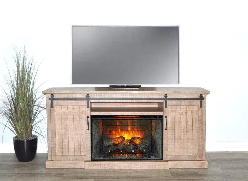 Desert Rock TV Console With Fireplace Option Light Brown TV Stands & Media Centers LOOMLAN By Sunny D