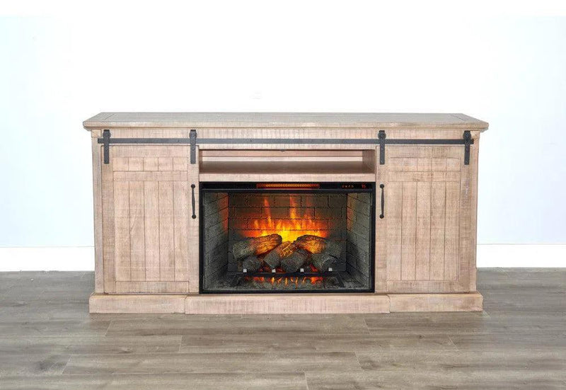 Desert Rock TV Console With Fireplace Option Light Brown TV Stands & Media Centers LOOMLAN By Sunny D