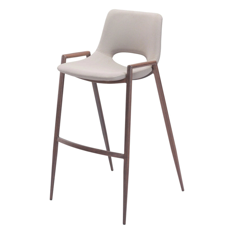 Desi Bar Chair (Set of 2) Beige Bar Stools LOOMLAN By Zuo Modern