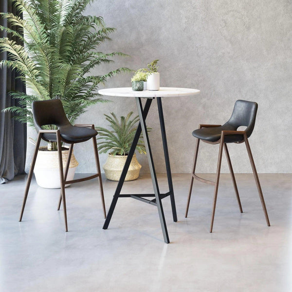 Desi Bar Chair (Set of 2) Black Bar Stools LOOMLAN By Zuo Modern