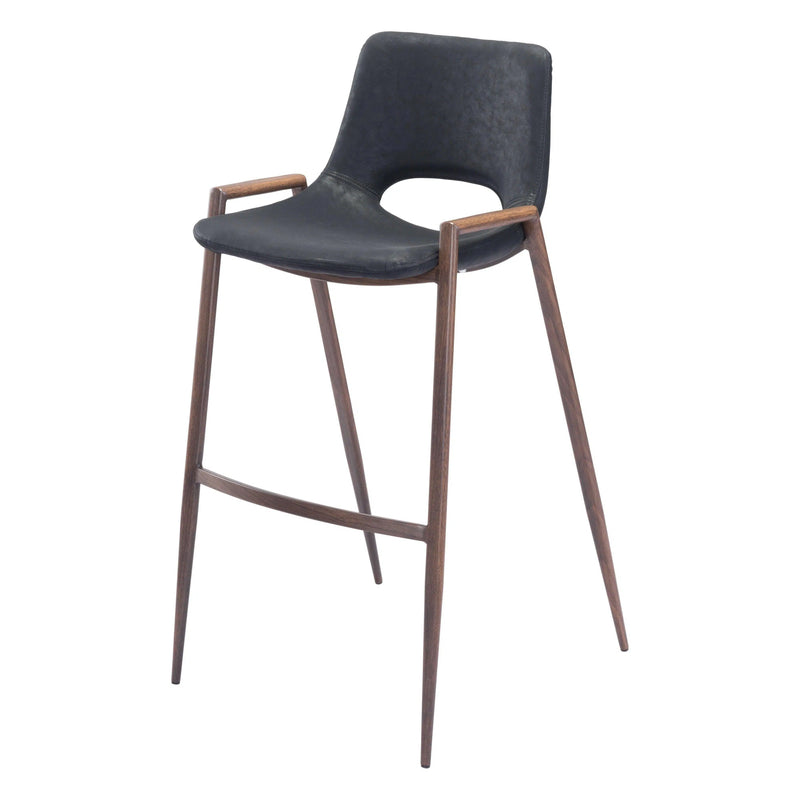 Desi Bar Chair (Set of 2) Black Bar Stools LOOMLAN By Zuo Modern