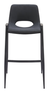 Desi Barstool (Set of 2) Black Bar Stools LOOMLAN By Zuo Modern