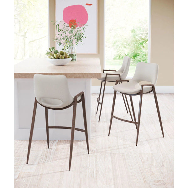 Desi Counter Chair (Set of 2) Beige Counter Stools LOOMLAN By Zuo Modern