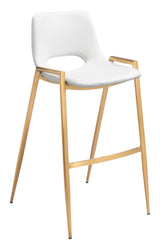 Desi Steel White & Gold Barstool (Set of 2) Bar Stools LOOMLAN By Zuo Modern