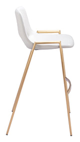 Desi Steel White & Gold Barstool (Set of 2) Bar Stools LOOMLAN By Zuo Modern