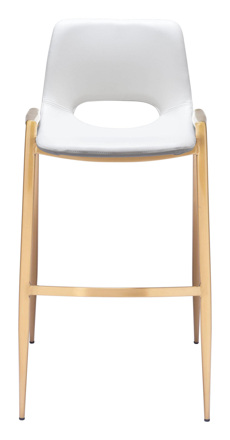 Desi Steel White & Gold Barstool (Set of 2) Bar Stools LOOMLAN By Zuo Modern