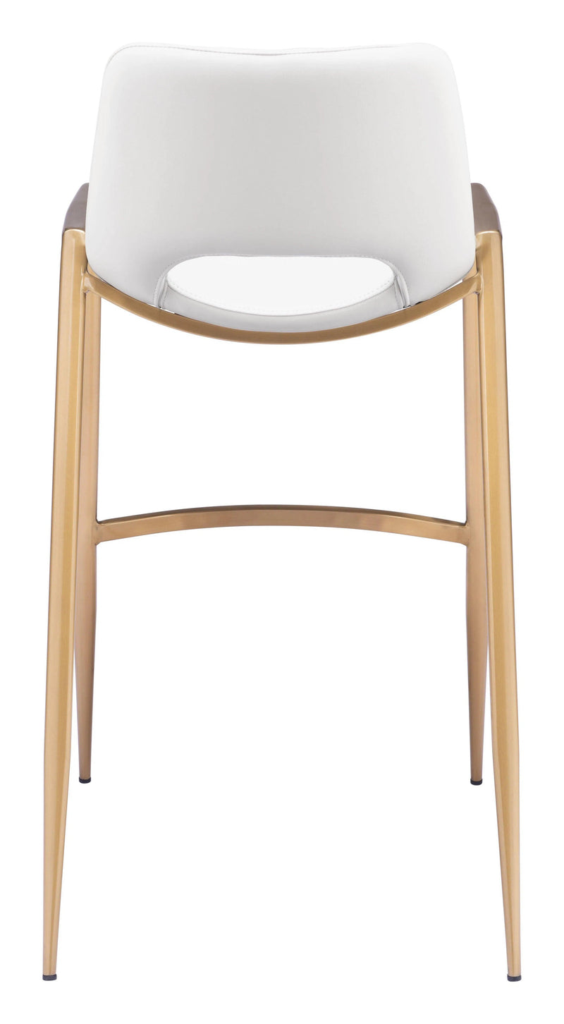 Desi Steel White & Gold Barstool (Set of 2) Bar Stools LOOMLAN By Zuo Modern