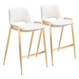 Desi White & Gold Counter Stool (Set of 2) Counter Stools LOOMLAN By Zuo Modern