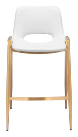 Desi White & Gold Counter Stool (Set of 2) Counter Stools LOOMLAN By Zuo Modern