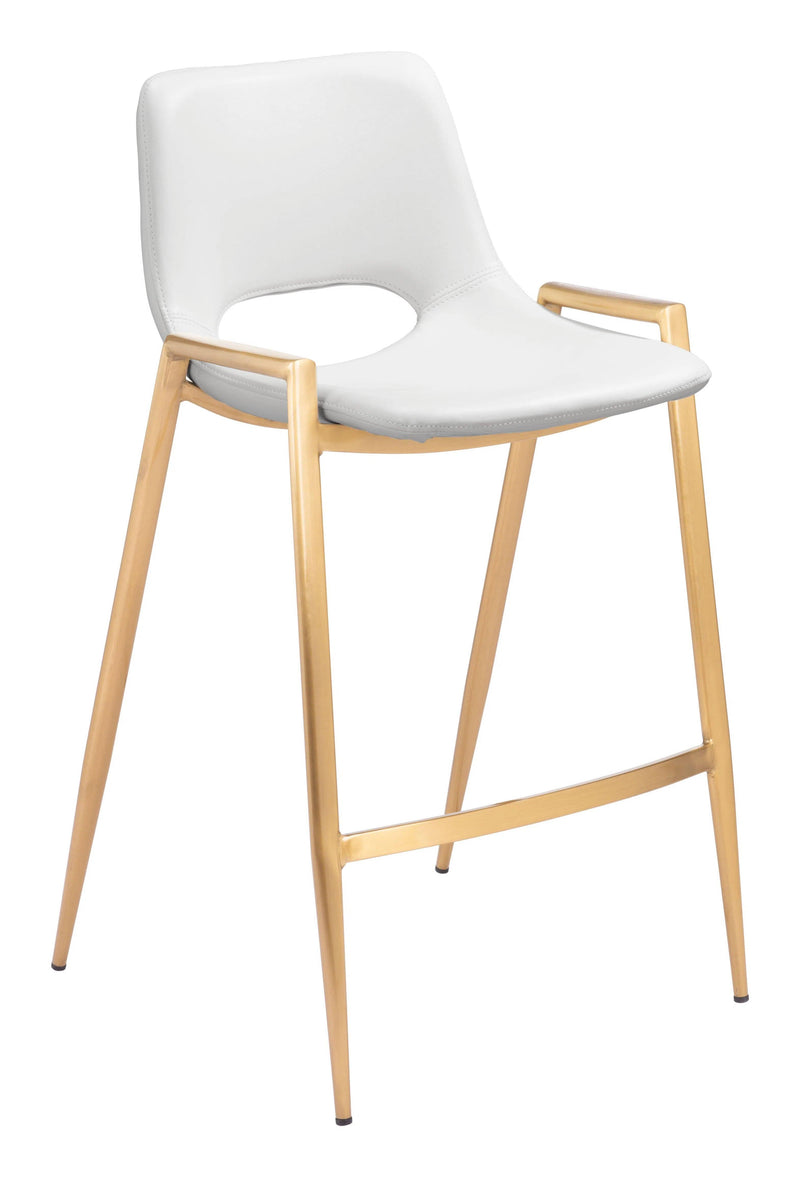 Desi White & Gold Counter Stool (Set of 2) Counter Stools LOOMLAN By Zuo Modern