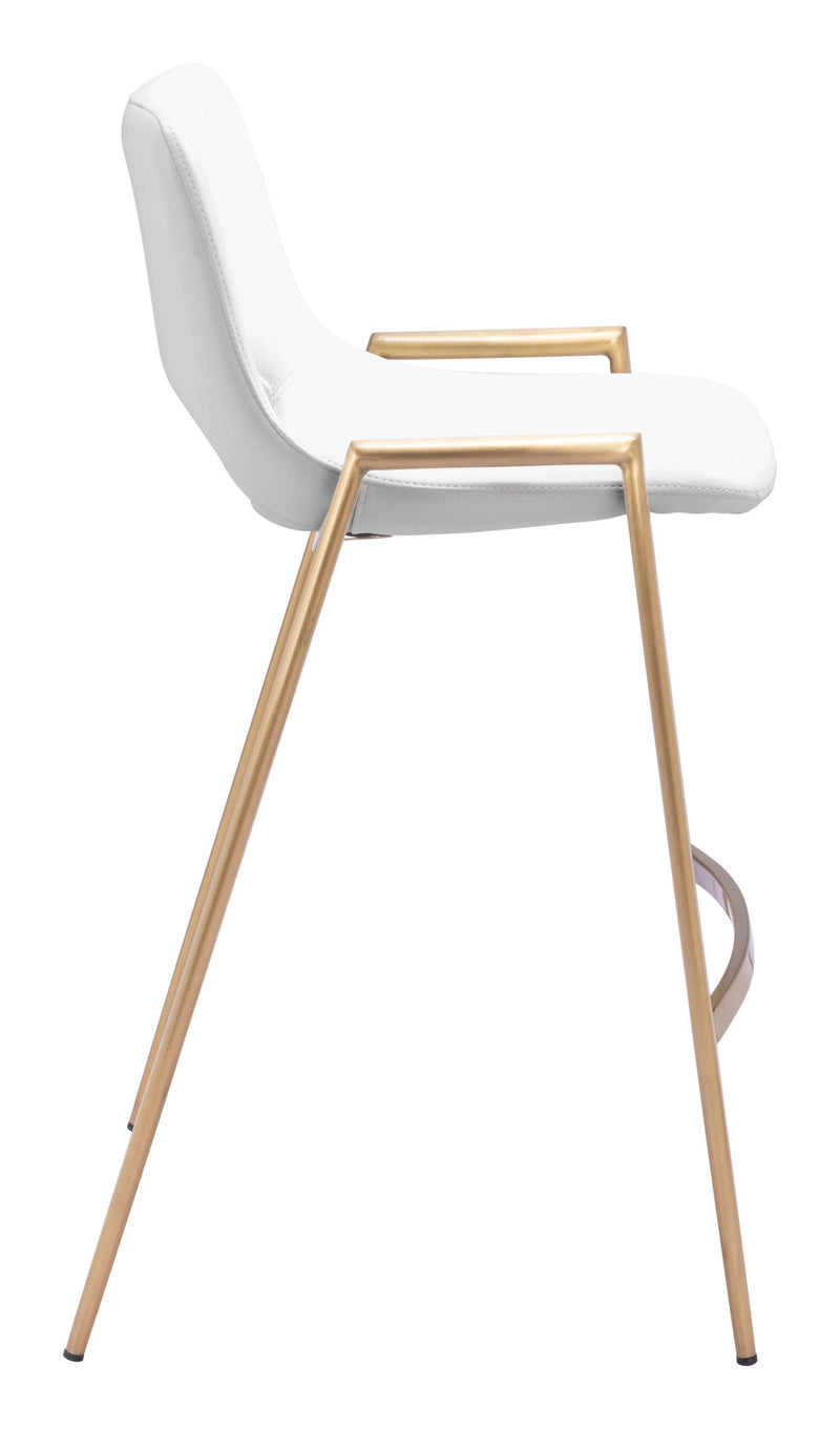 Desi White & Gold Counter Stool (Set of 2) Counter Stools LOOMLAN By Zuo Modern