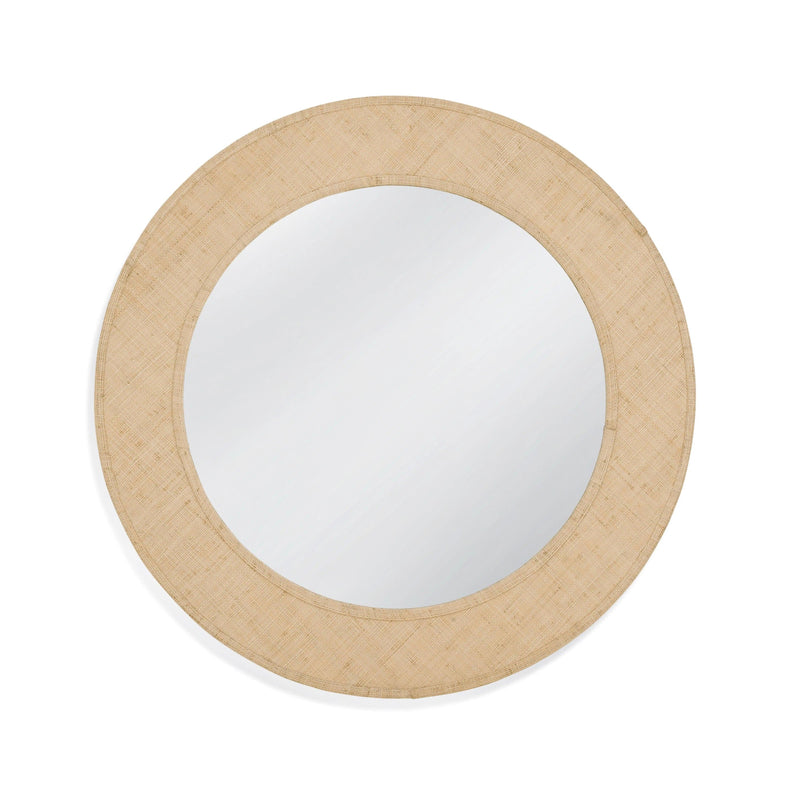 Destin Raffia and MDF Beige Wall Mirror Wall Mirrors LOOMLAN By Bassett Mirror