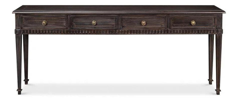 Details Acacia Wood Dark Brown Rectangular Console Table Console Tables LOOMLAN By Sarreid