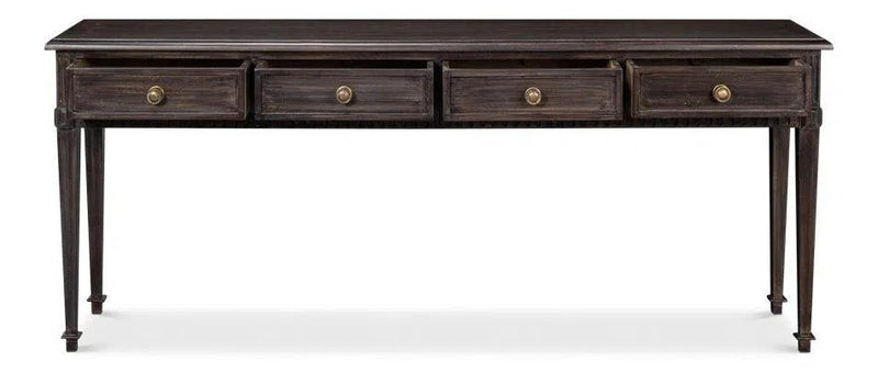 Details Acacia Wood Dark Brown Rectangular Console Table Console Tables LOOMLAN By Sarreid