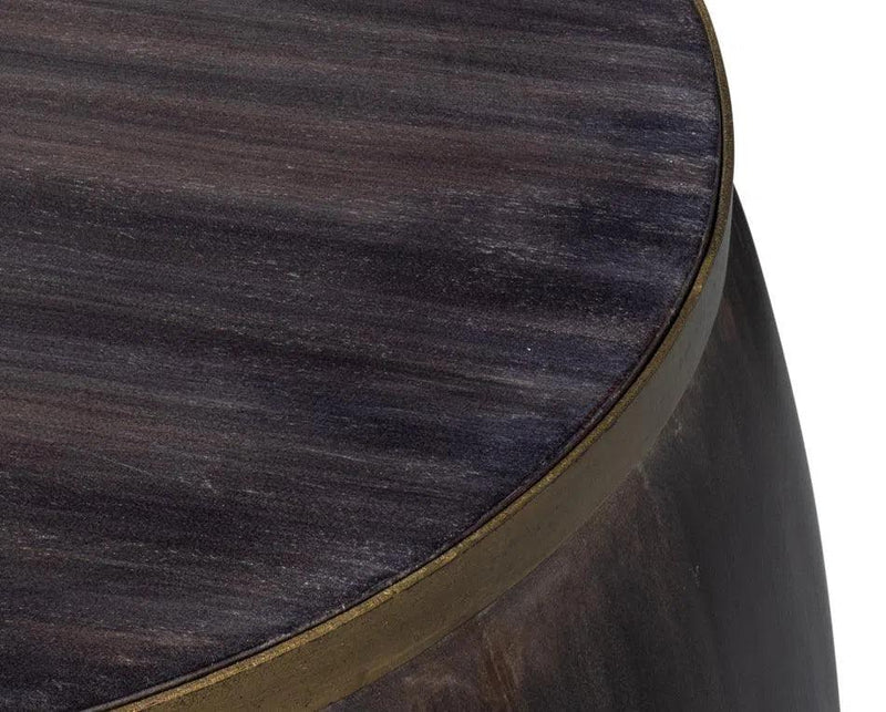 Details Acacia Wood Dark Brown Round Side Table Side Tables LOOMLAN By Sarreid