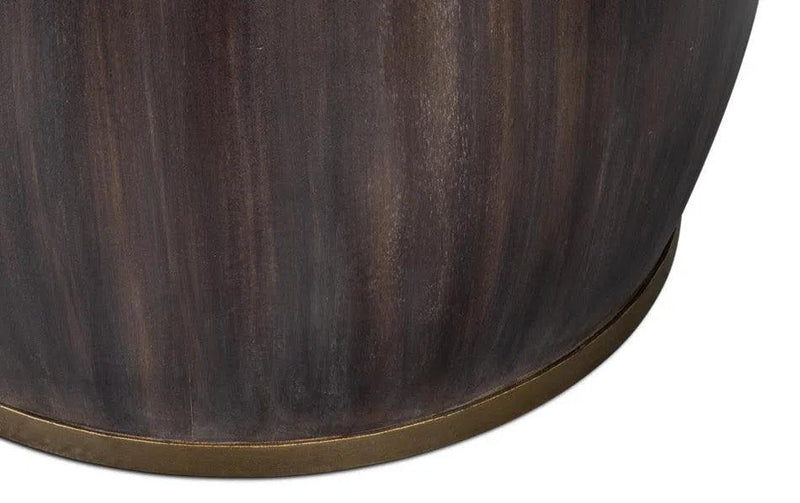 Details Acacia Wood Dark Brown Round Side Table Side Tables LOOMLAN By Sarreid