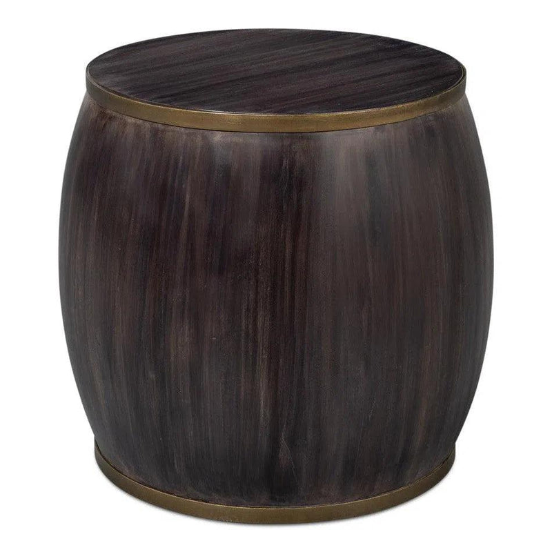 Details Acacia Wood Dark Brown Round Side Table Side Tables LOOMLAN By Sarreid