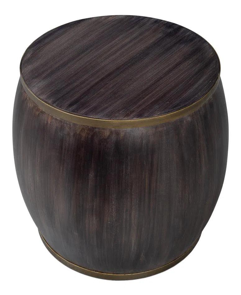 Details Acacia Wood Dark Brown Round Side Table Side Tables LOOMLAN By Sarreid