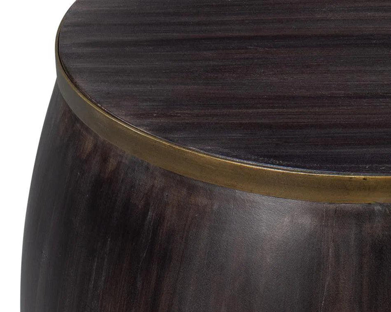 Details Acacia Wood Dark Brown Round Side Table Side Tables LOOMLAN By Sarreid