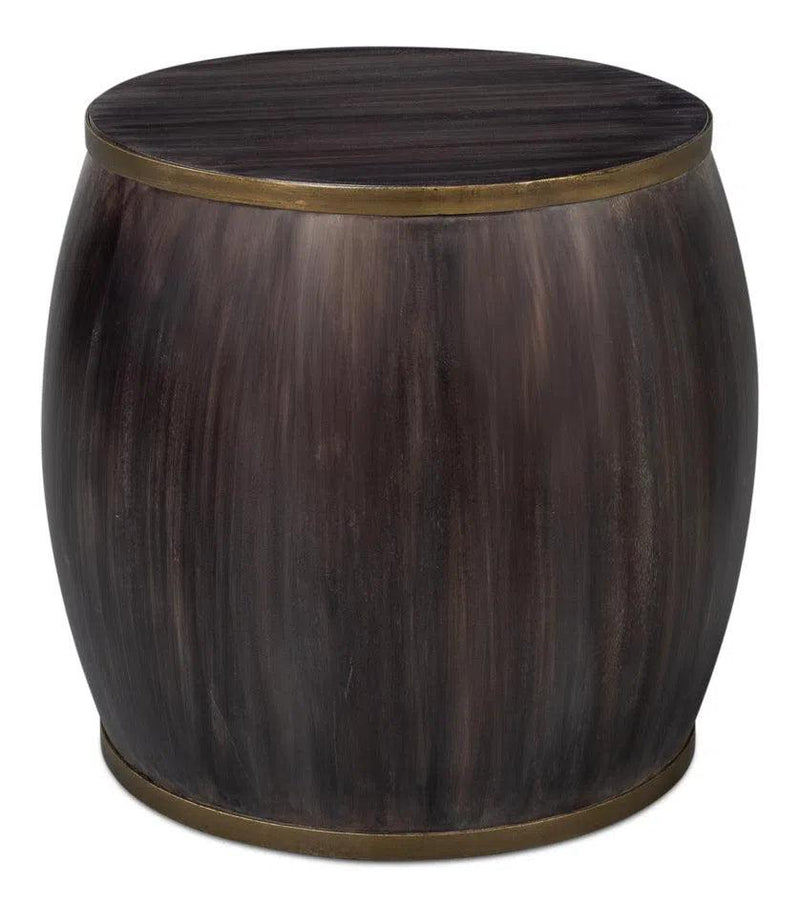 Details Acacia Wood Dark Brown Round Side Table Side Tables LOOMLAN By Sarreid