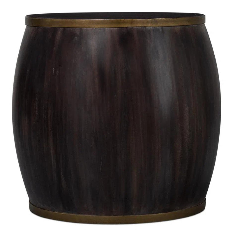 Details Acacia Wood Dark Brown Round Side Table Side Tables LOOMLAN By Sarreid