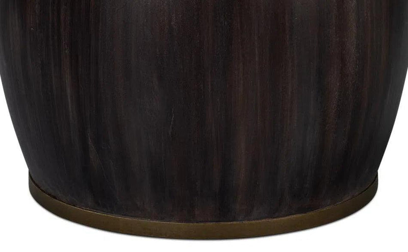 Details Acacia Wood Dark Brown Round Side Table Side Tables LOOMLAN By Sarreid