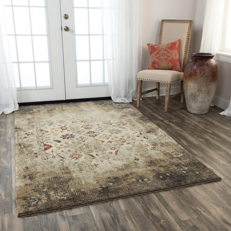 Deus Distressed Beige/ Brown Large Area Rugs For Living Room Area Rugs LOOMLAN By LOOMLAN