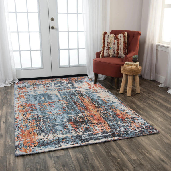 Devo Abstract Blue Large Area Rugs For Living Room Area Rugs LOOMLAN By LOOMLAN