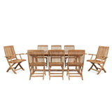 Devon 9-PC Teak Outdoor Dining Set with Extendable Table and Folding Chairs Outdoor Dining Sets LOOMLAN By HiTeak