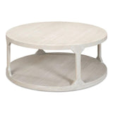 Devon Round Coffee Table With Storage Shelf Grey Thorne Coffee Tables LOOMLAN By Sarreid