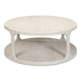 Devon Round Coffee Table With Storage Shelf Grey Thorne Coffee Tables LOOMLAN By Sarreid