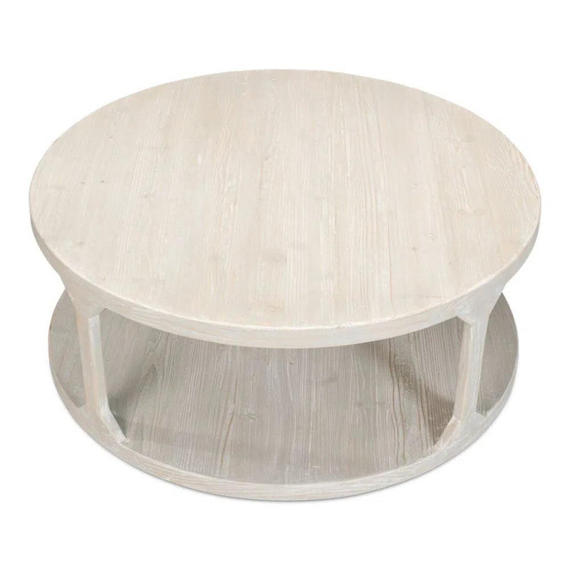 Devon Round Coffee Table With Storage Shelf Grey Thorne Coffee Tables LOOMLAN By Sarreid