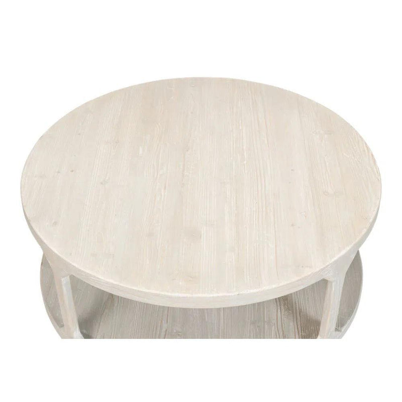 Devon Round Coffee Table With Storage Shelf Grey Thorne Coffee Tables LOOMLAN By Sarreid