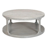 Devon Round Coffee Table With Storage Shelf Moonskin Grey Coffee Tables LOOMLAN By Sarreid