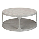 Devon Round Coffee Table With Storage Shelf Moonskin Grey Coffee Tables LOOMLAN By Sarreid