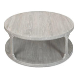 Devon Round Coffee Table With Storage Shelf Moonskin Grey Coffee Tables LOOMLAN By Sarreid