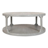 Devon Round Coffee Table With Storage Shelf Moonskin Grey Coffee Tables LOOMLAN By Sarreid