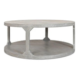 Devon Round Coffee Table With Storage Shelf Moonskin Grey Coffee Tables LOOMLAN By Sarreid