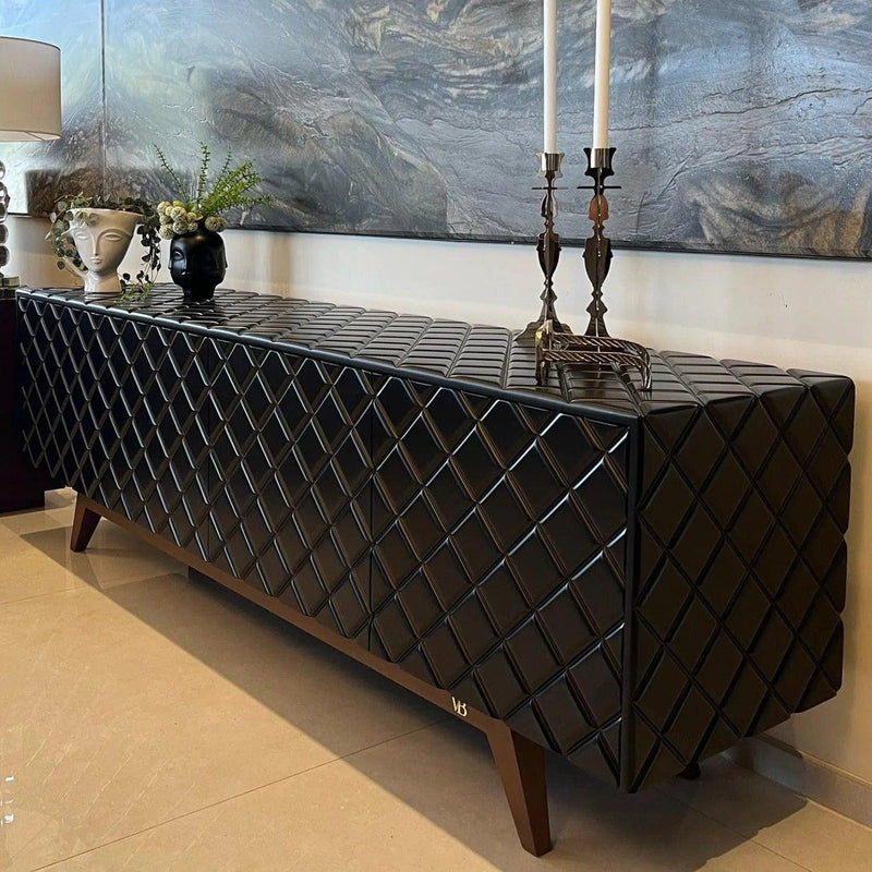 Diamond Black High Gloss Wood Buffet Table for Dining Room Sideboards LOOMLAN By Victor Betancourt