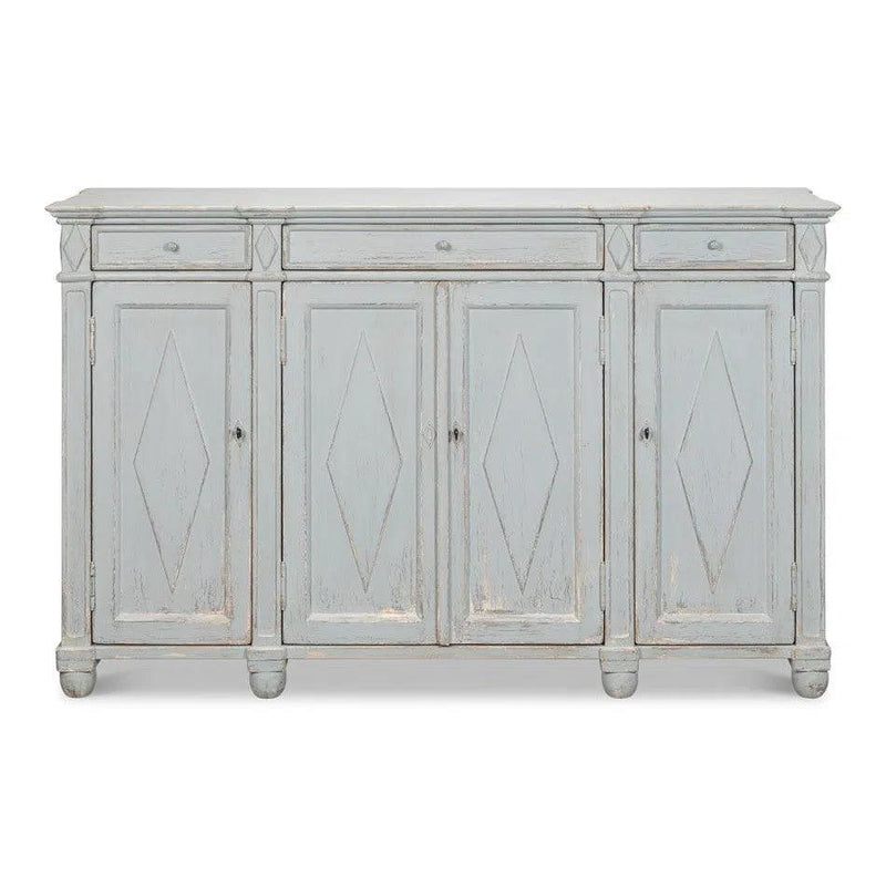 Diamond Wall Sideboard Blue Grey With Drawers Sideboards LOOMLAN By Sarreid