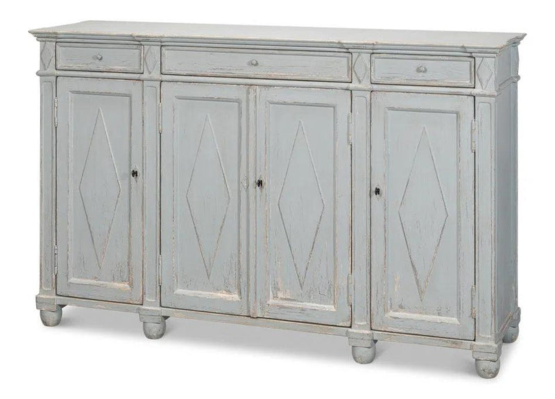 Diamond Wall Sideboard Blue Grey With Drawers Sideboards LOOMLAN By Sarreid