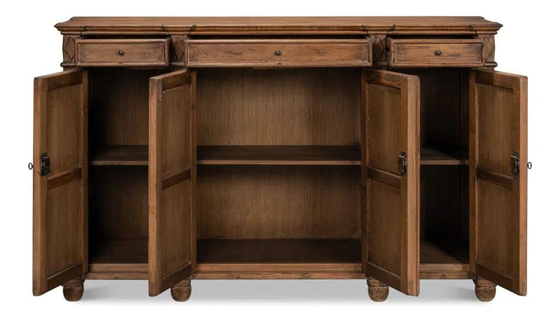 Diamond Wall Sideboard Brown With Drawers Sideboards LOOMLAN By Sarreid