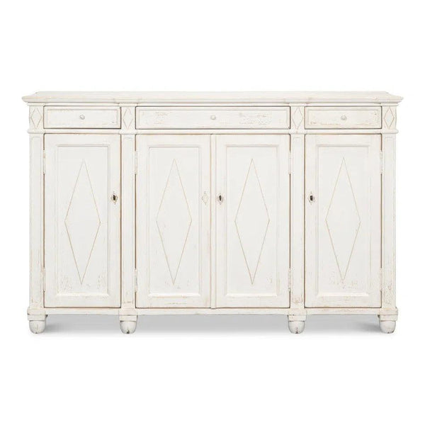 Diamond Wall Sideboard Whitewash With Drawers Sideboards LOOMLAN By Sarreid